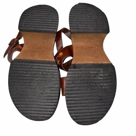 Vintage Candie’s Brown Leather Wooden Platform Sandals Shoes size 8 90’s Y2K - Picture 11 of 11